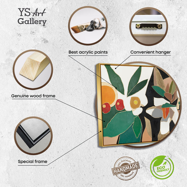 The painting "Garden Accents" is a modern floral composition in flat-design style