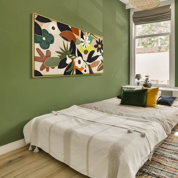 The painting "Floral Order" is a decorative stylization of nature