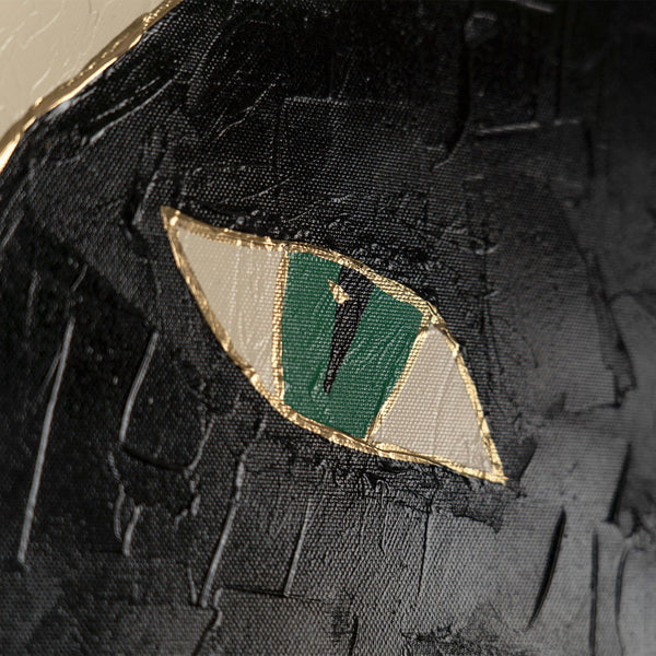 Painting "Black Observer" - graphic composition with a cat