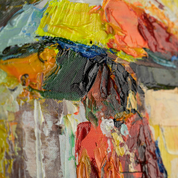 The painting "City after the Rain" is a vivid urban impressionism