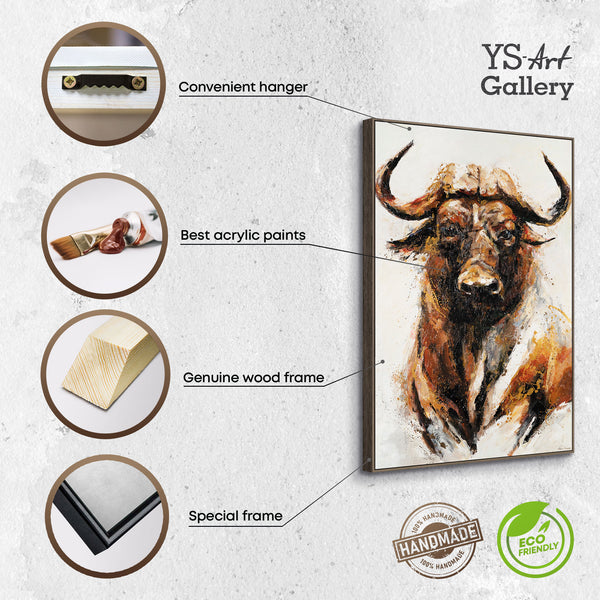 The painting "Strength" is an expressive portrait of a bull