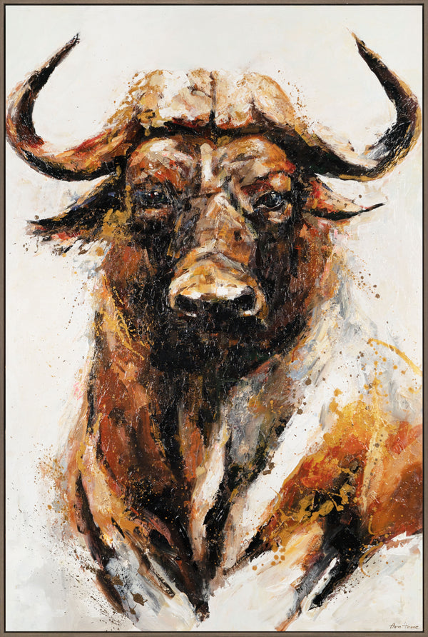 The painting "Strength" is an expressive portrait of a bull
