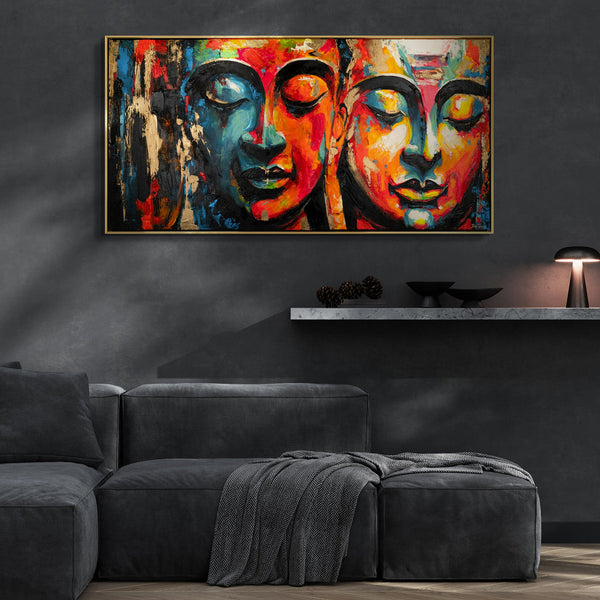 The painting "State of Calm" is an abstract duet in the oriental style