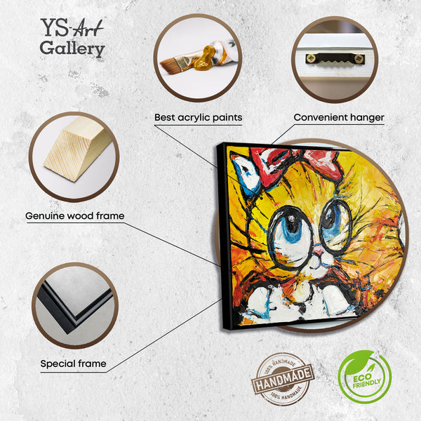 The painting "Three Characters" is a playful abstraction with cats
