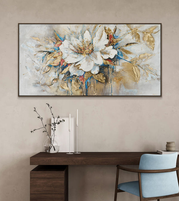 The painting "Flower of Light" is a luxurious abstract floristry