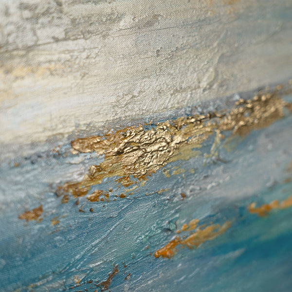 Painting "Golden Sky" - abstract seascape with the sun