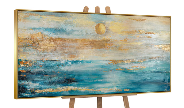 Painting "Golden Sky" - abstract seascape with the sun