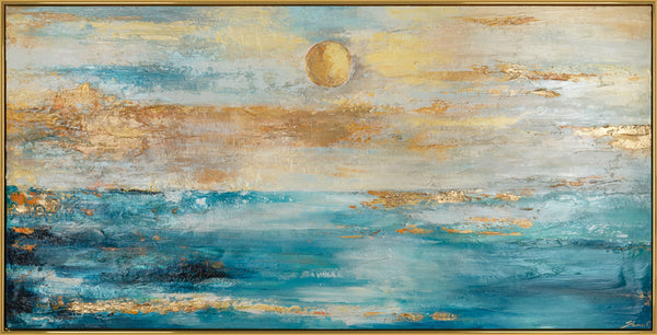 Painting "Golden Sky" - abstract seascape with the sun