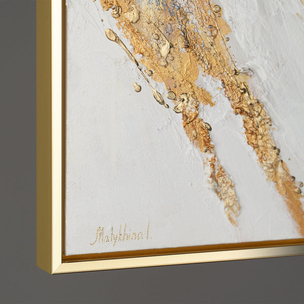 The painting "Traces of the Wind" is an abstract composition in light colors.