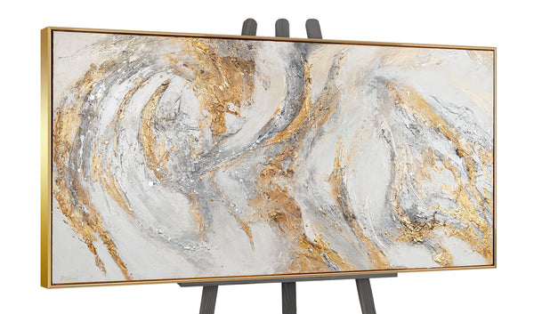 The painting "Traces of the Wind" is an abstract composition in light colors.