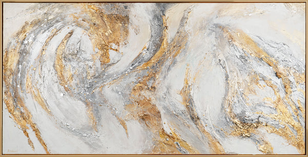 The painting "Traces of the Wind" is an abstract composition in light colors.