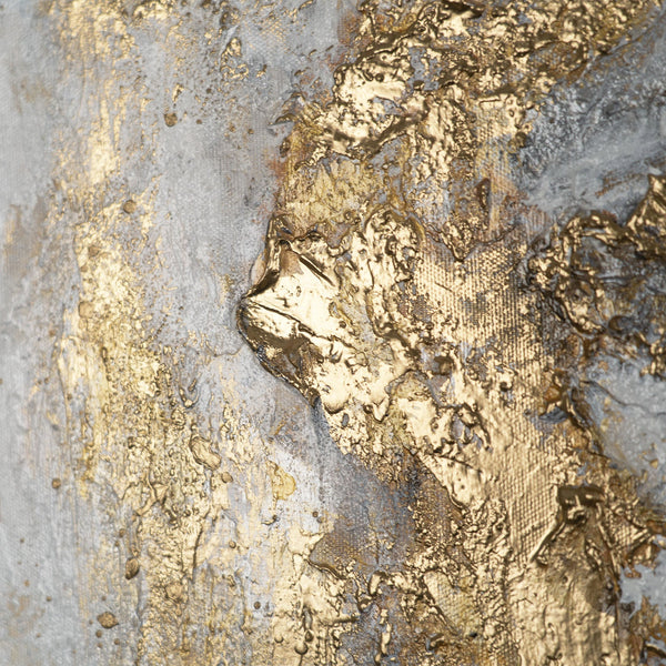 The painting "The Serenity of Gold" is a horizontal abstraction with light