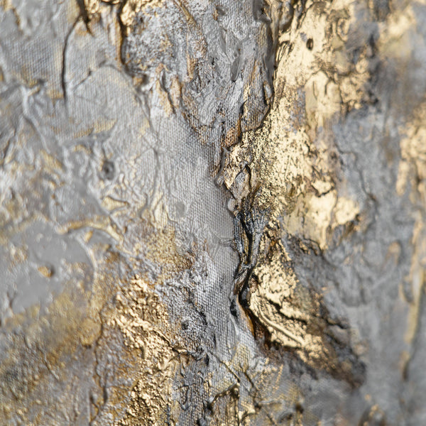 The painting "The Serenity of Gold" is a horizontal abstraction with light