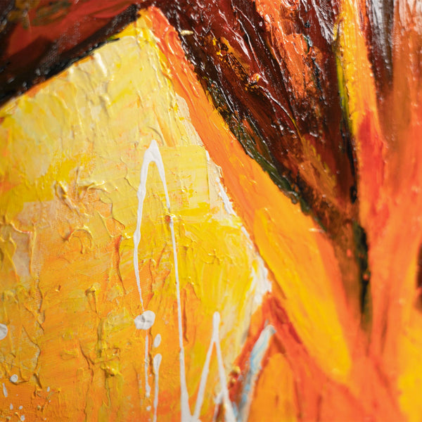 The painting "Fire and Movement" is a dynamic duet of horses in bright colors