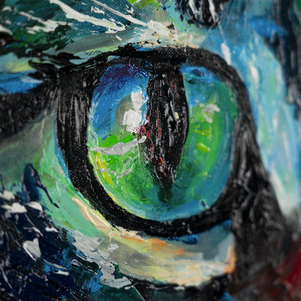 The painting "Two" is a bright duet in a feline performance