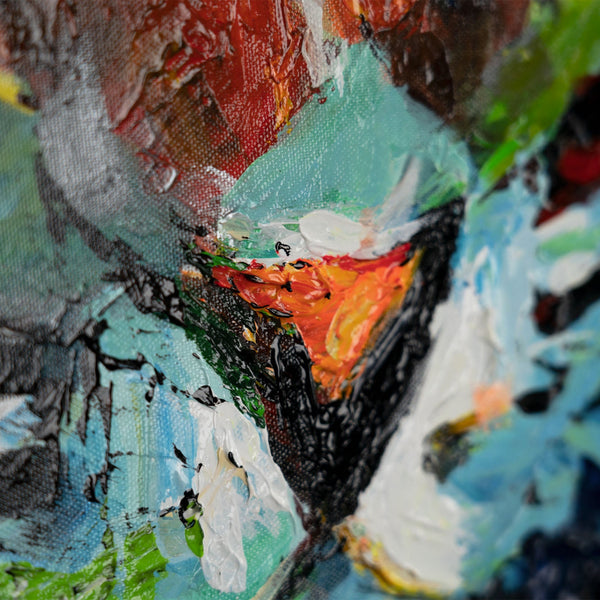 The painting "Two" is a bright duet in a feline performance