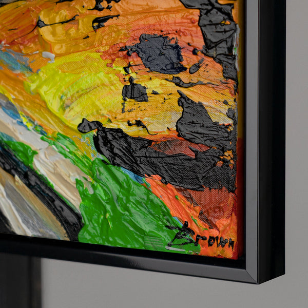 The painting "Two" is a bright duet in a feline performance