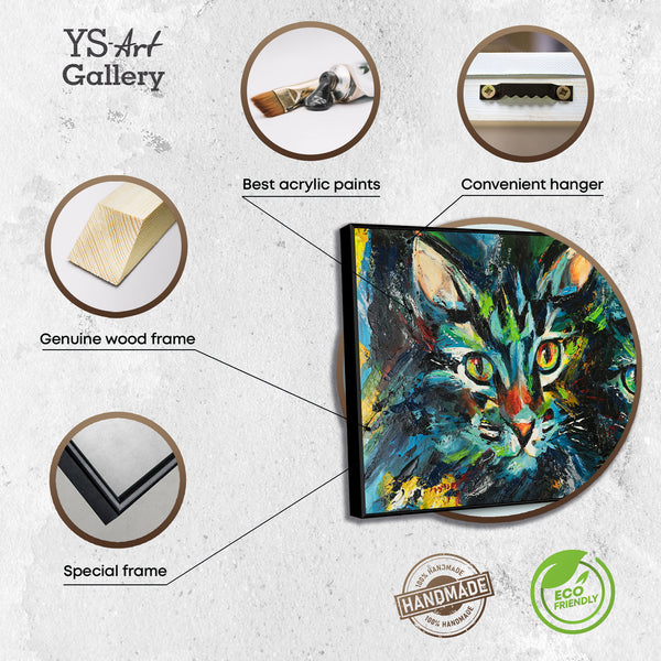 The painting "Two" is a bright duet in a feline performance
