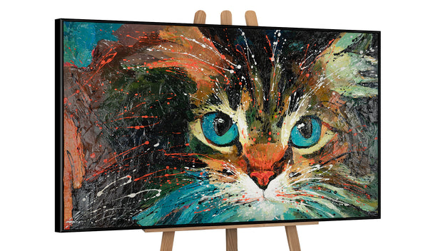 The painting "The Look" is an expressive portrait of a cat