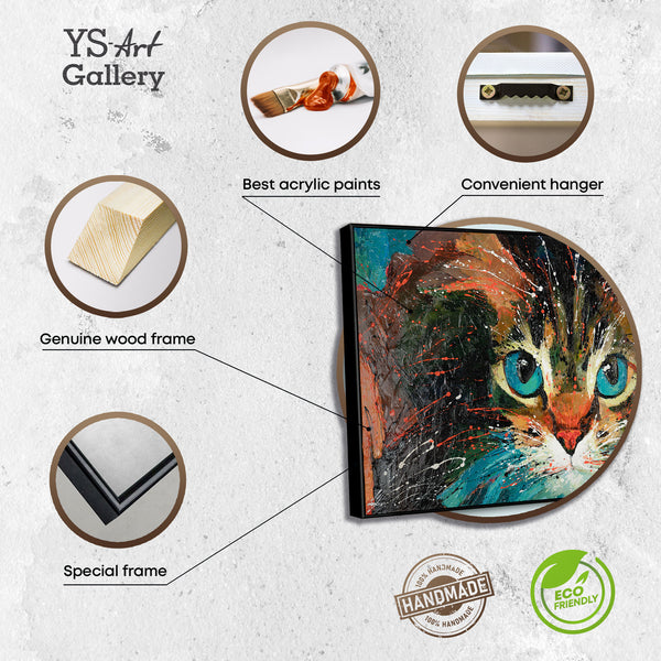 The painting "The Look" is an expressive portrait of a cat