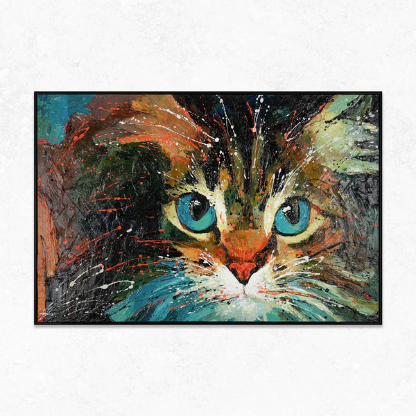 The painting "The Look" is an expressive portrait of a cat