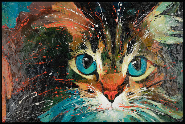 The painting "The Look" is an expressive portrait of a cat