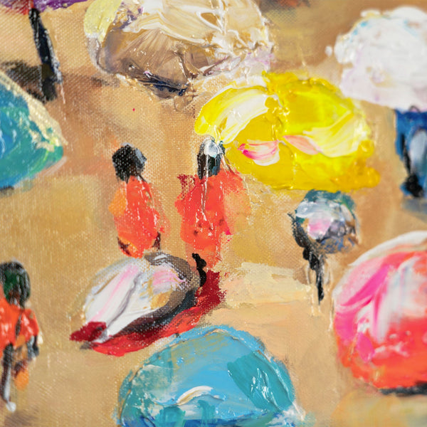 The painting "Beach Summer" is a vivid story from above