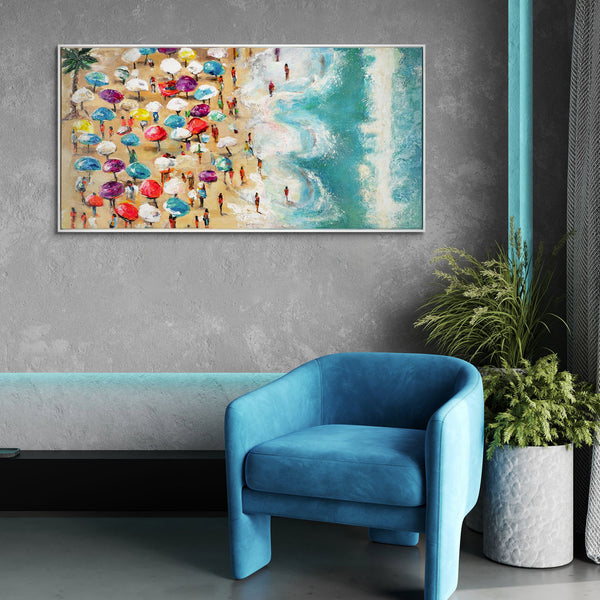 The painting "Beach Summer" is a vivid story from above