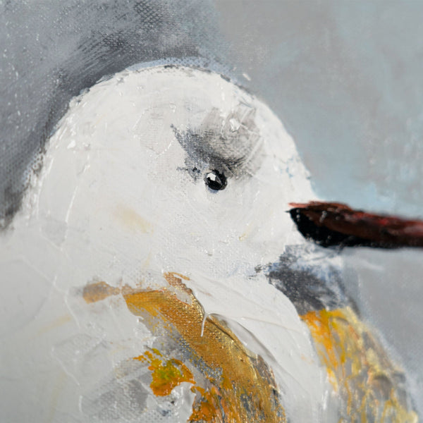 The painting "Sea Morning" is a plot with seagulls in pastel colors