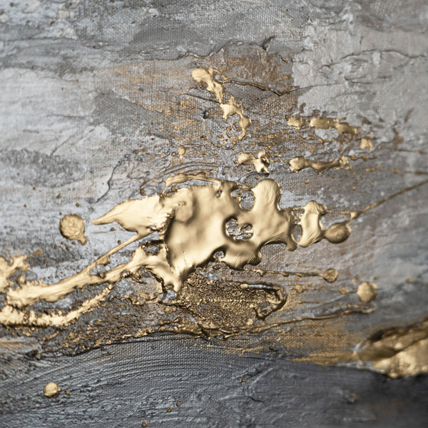 The painting "Silence of the Stone" is an abstract landscape in a mineral palette