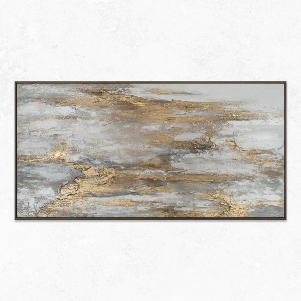 The painting "Silence of the Stone" is an abstract landscape in a mineral palette