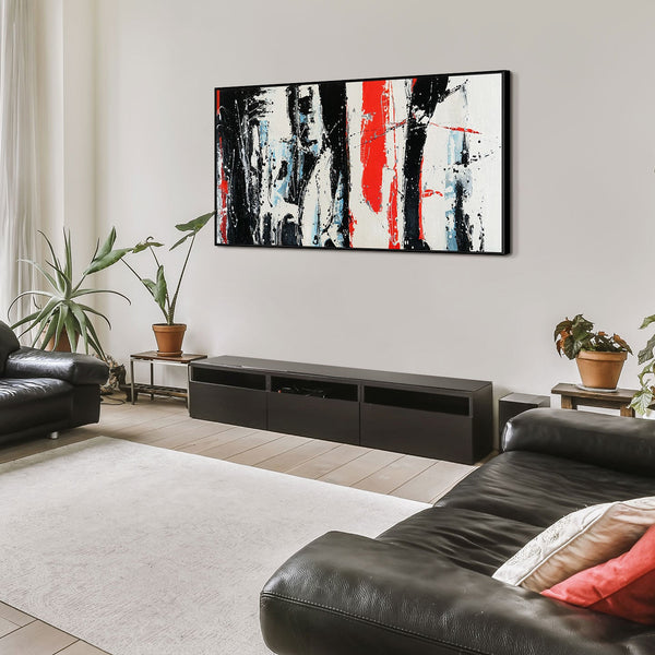 The painting "Urban Rhythm" is an abstraction with the energy of a metropolis
