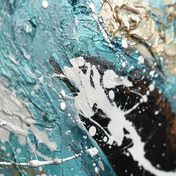 The painting "Turquoise Calm" is an abstract flow in a marine palette