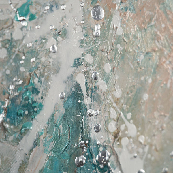 The painting "Turquoise Calm" is an abstract flow in a marine palette