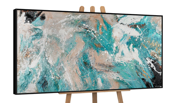 The painting "Turquoise Calm" is an abstract flow in a marine palette