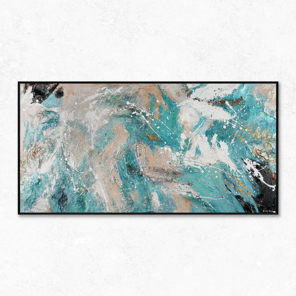 The painting "Turquoise Calm" is an abstract flow in a marine palette