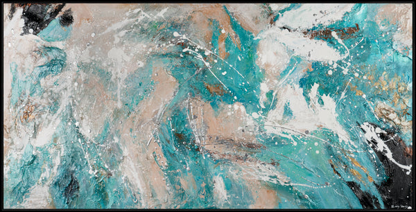 The painting "Turquoise Calm" is an abstract flow in a marine palette