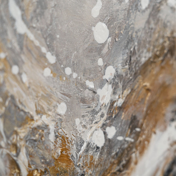 The painting "Marble Stream" is an energetic abstraction in a stone palette