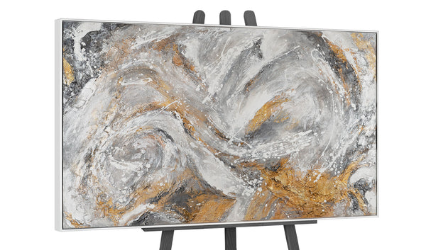 The painting "Marble Stream" is an energetic abstraction in a stone palette