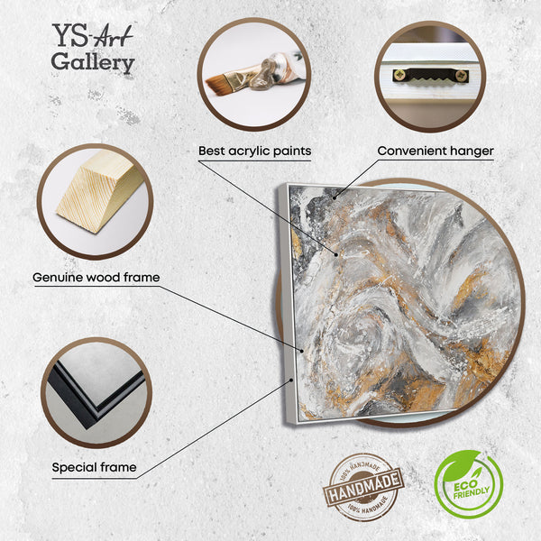 The painting "Marble Stream" is an energetic abstraction in a stone palette