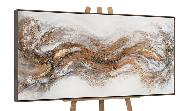The painting "Pulse of the Earth" is an abstract flow in warm shades