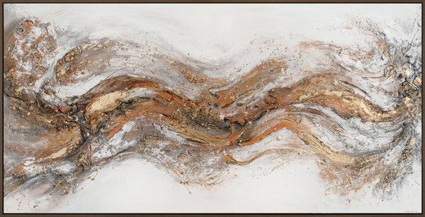 The painting "Pulse of the Earth" is an abstract flow in warm shades