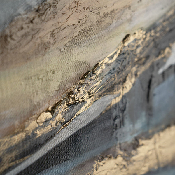 The painting "Calm Over the Water" is an abstract landscape in evening tones