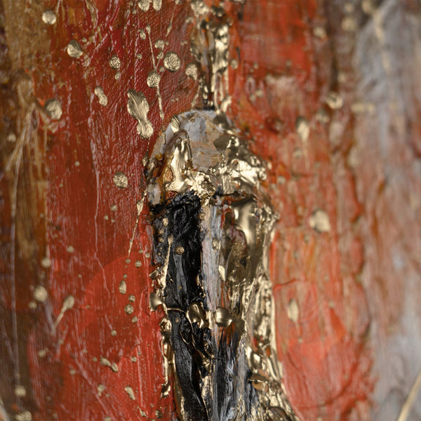 The painting "The Crown" is a symbol of power in gold and fire