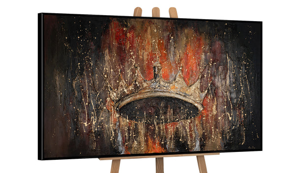 The painting "The Crown" is a symbol of power in gold and fire