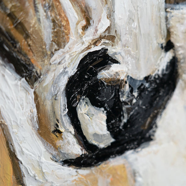 The painting "Power in Motion" is a dynamic portrait of a horse