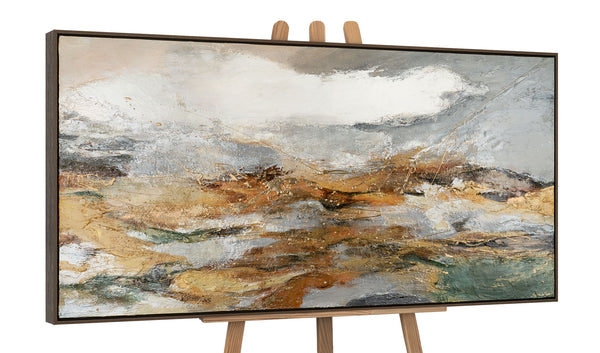 The painting "When the Wind Blows" is an abstract landscape in calm tones