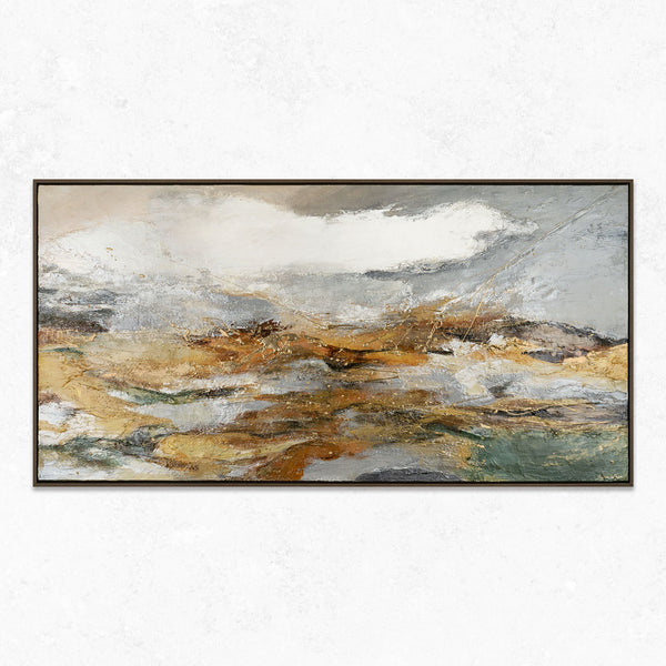 The painting "When the Wind Blows" is an abstract landscape in calm tones