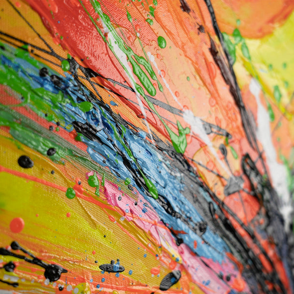 The painting "Butterfly Energy" is an explosion of color in motion