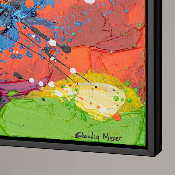 The painting "Butterfly Energy" is an explosion of color in motion